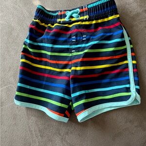 Wonder Nation Navy Multicolor Striped Swim Shorts 6-9 months